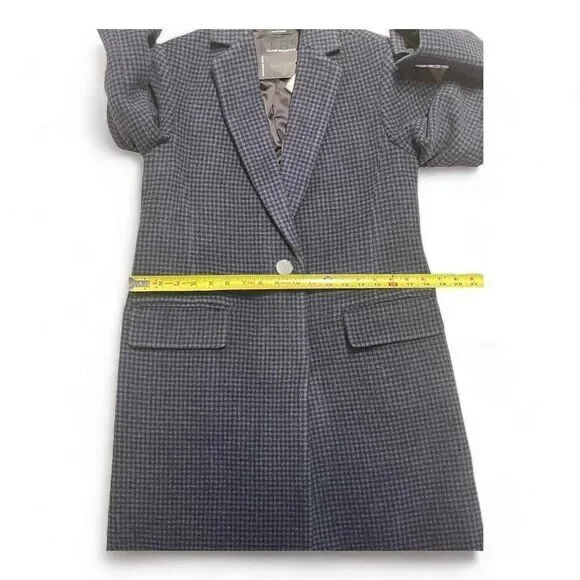 Club Monaco Slim Tailored Coat Houndstooth Navy Black Size‎ Small - Picture 5 of 11